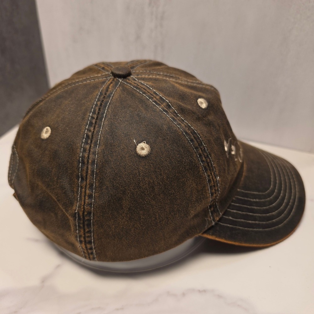 Ducks Unlimited Mens Brown Distressed Oil Cloth Style Hat K-Products Adjustable - Picture 4 of 8